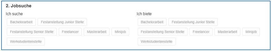 Ansicht zweispaltige Matchingliste